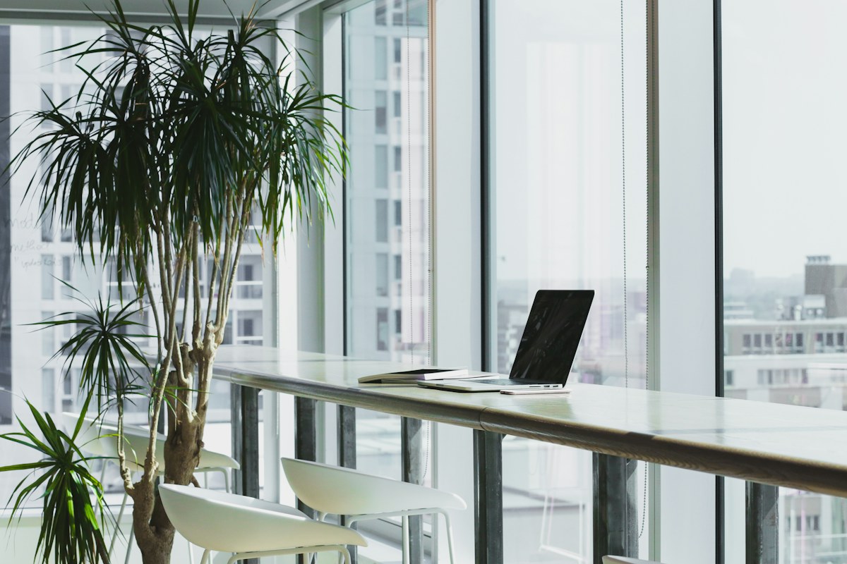 Modern office with natural light — illustrative stock photo